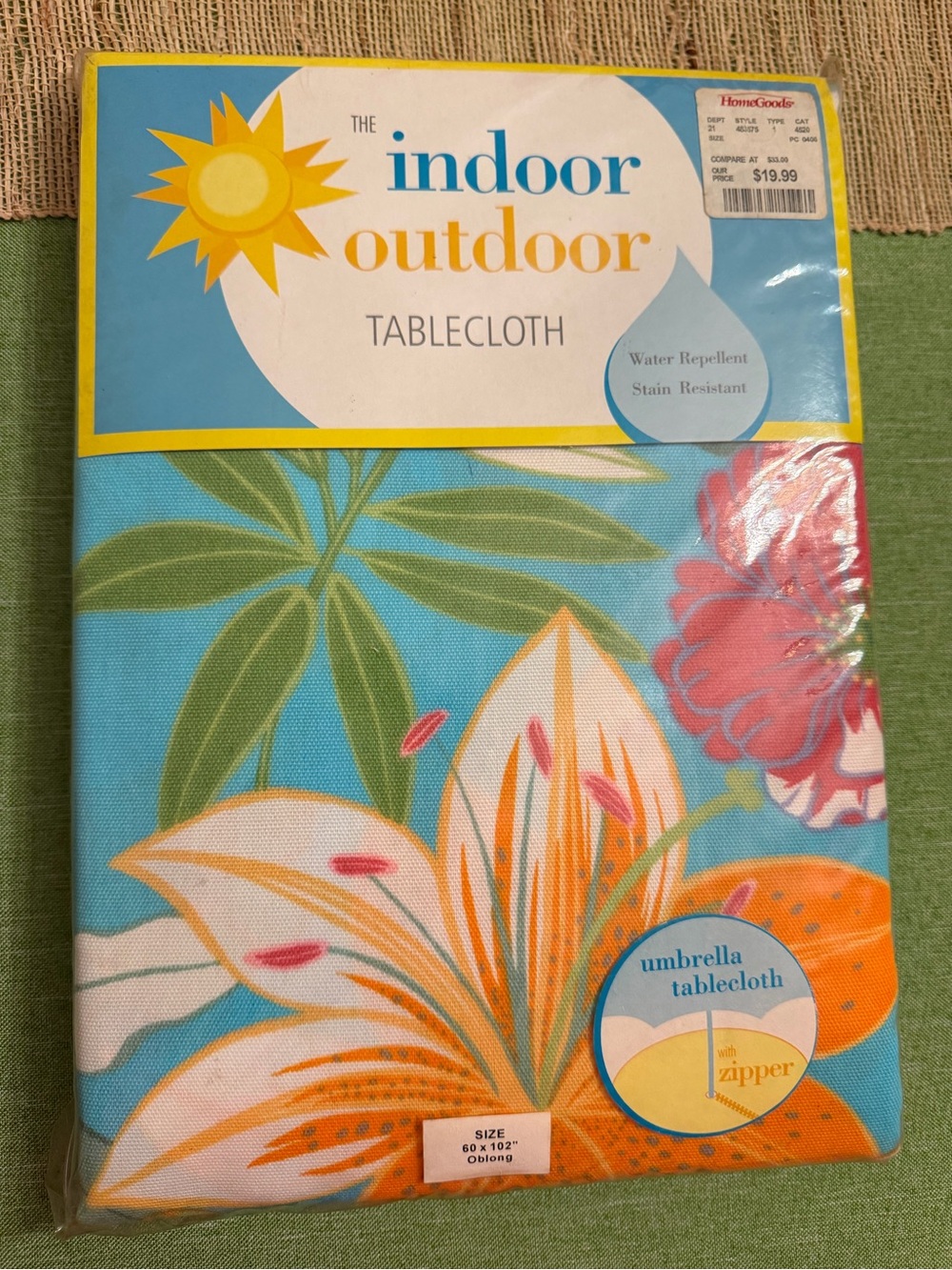 Indoor Outdoor Tropical Tablecloth with Umbrella Zipper 60” x 102”